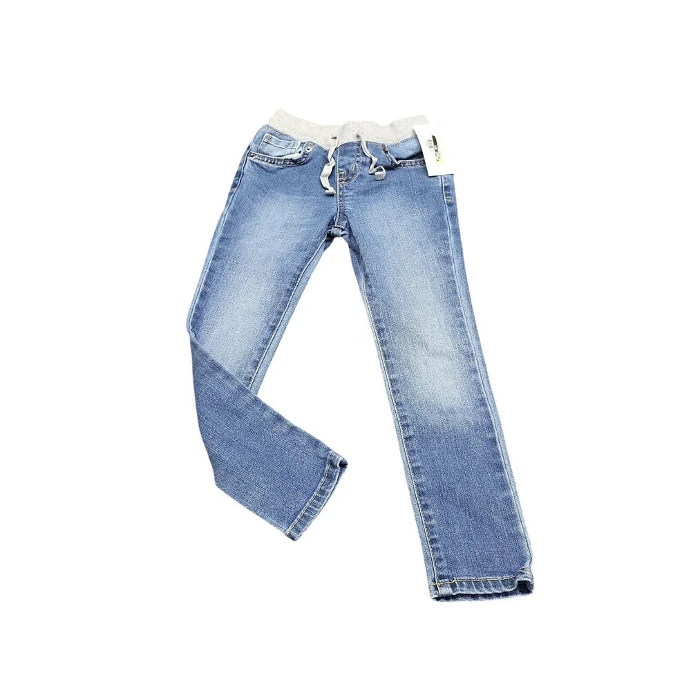 Cat & Jack Girls Pull On Drawstring Skinny Fit Jeans Pockets Blue Size 4